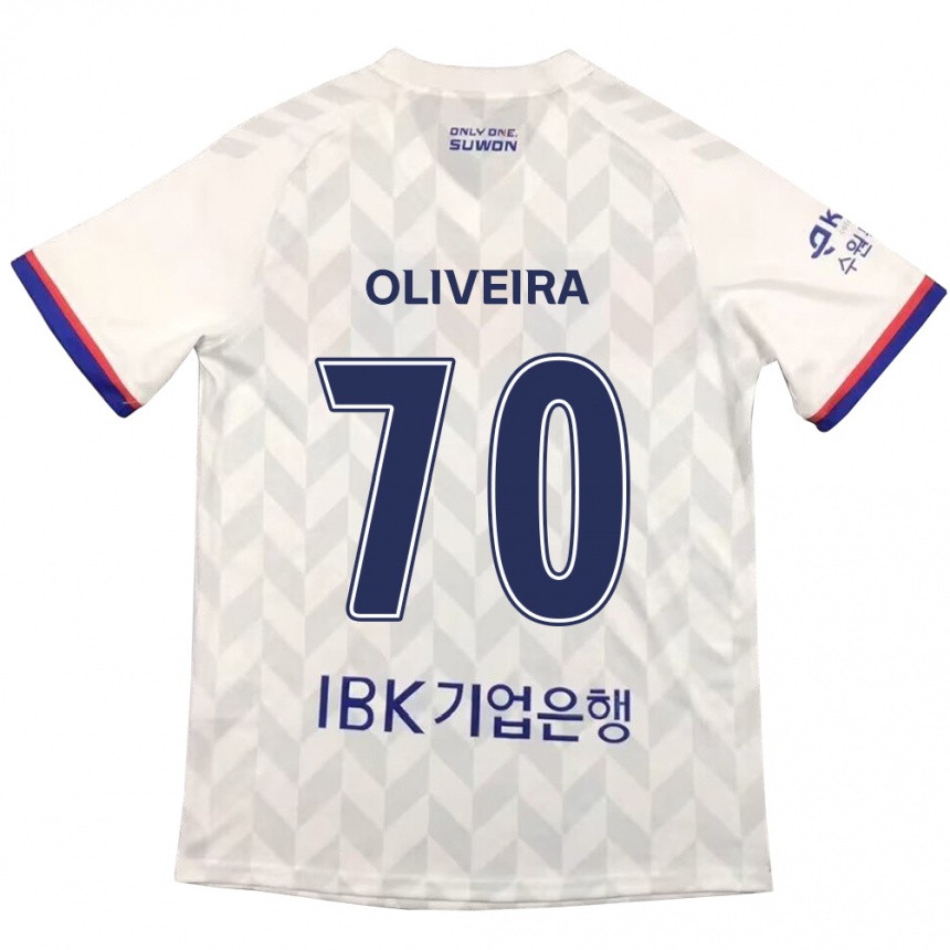 Kids Football Anderson Oliveira #70 White Blue Away Jersey 2024/25 T-Shirt Australia