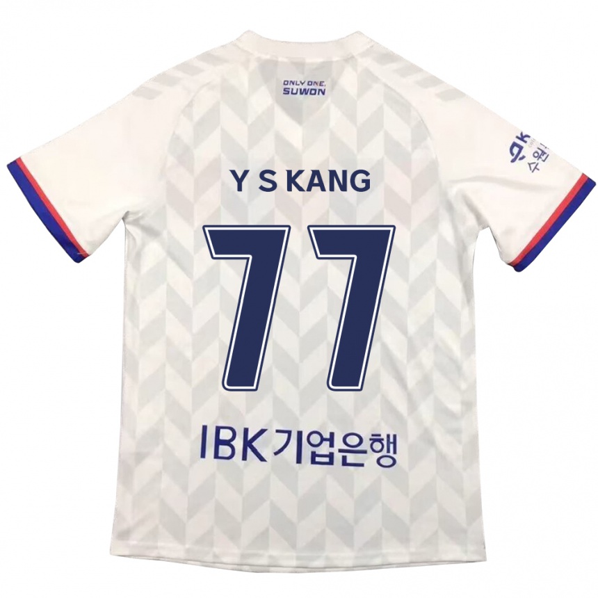 Kids Football Sang-Yun Kang #77 White Blue Away Jersey 2024/25 T-Shirt Australia