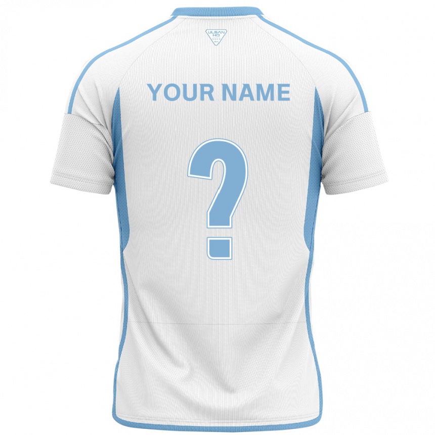 Kids Football Your Name #0 White Blue Away Jersey 2024/25 T-Shirt Australia