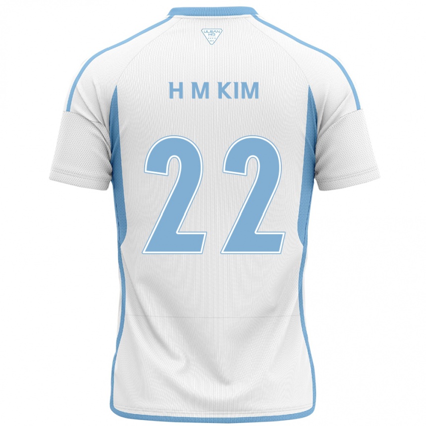 Kids Football Min-Hyuk Kim #22 White Blue Away Jersey 2024/25 T-Shirt Australia