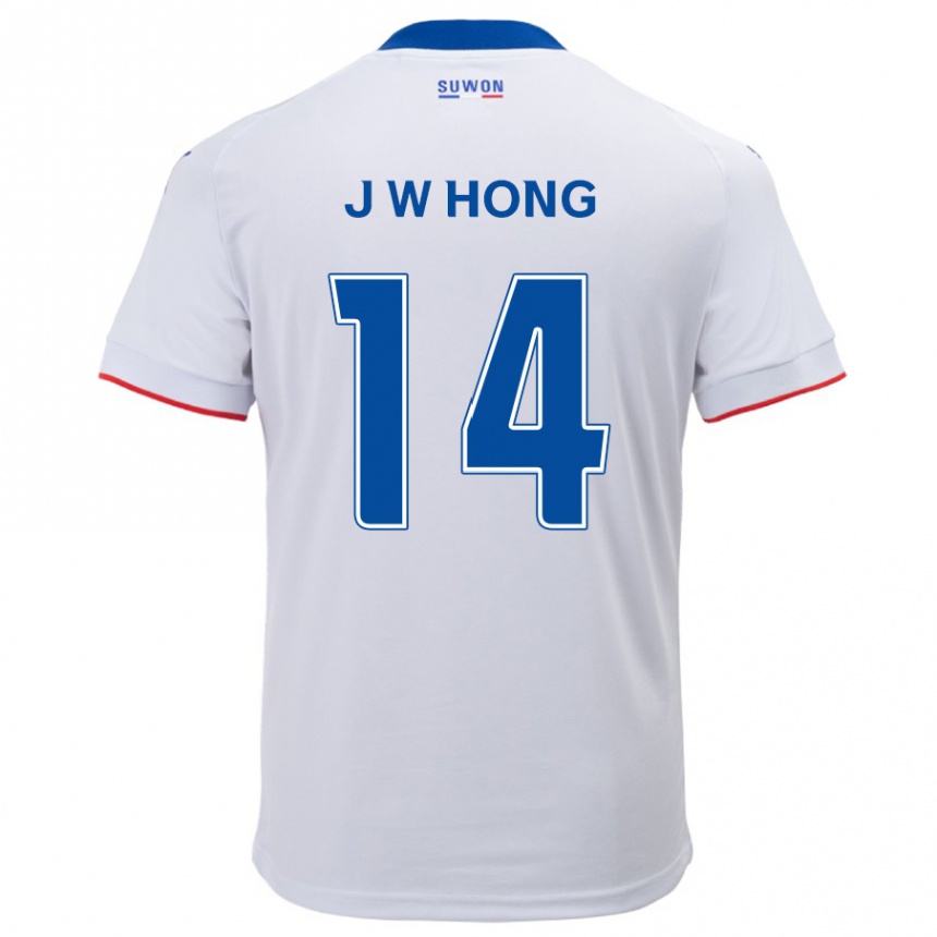 Kids Football Won-Jin Hong #14 White Blue Away Jersey 2024/25 T-Shirt Australia