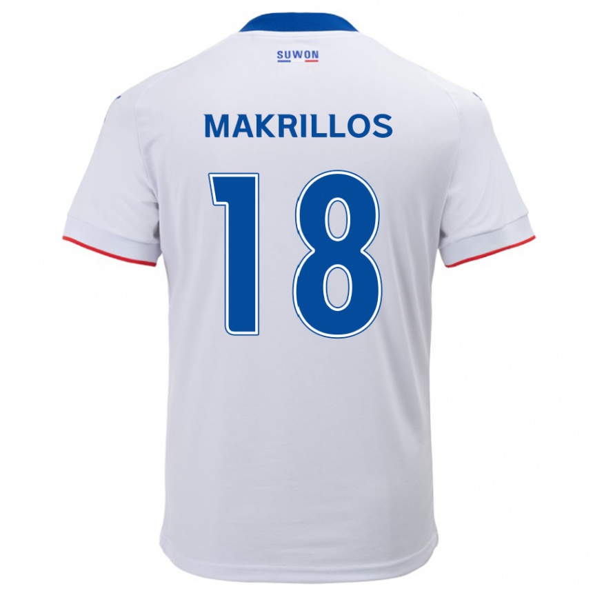 Kids Football Peter Makrillos #18 White Blue Away Jersey 2024/25 T-Shirt Australia