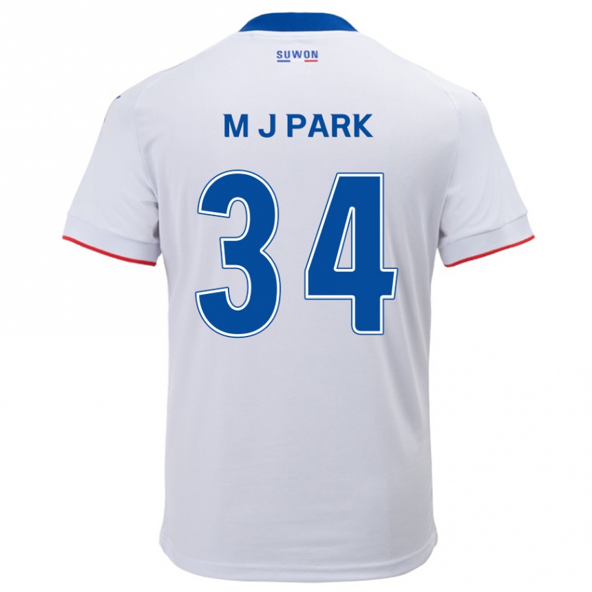 Kids Football Ji-Min Park #34 White Blue Away Jersey 2024/25 T-Shirt Australia