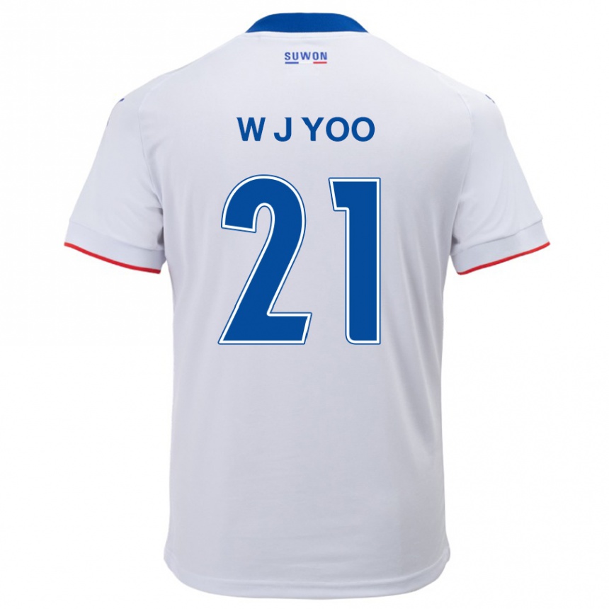 Kids Football Jin-Wook Yoo #21 White Blue Away Jersey 2024/25 T-Shirt Australia