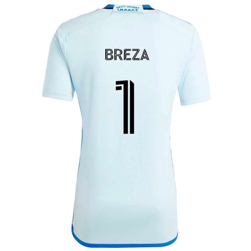 Kids Football Sebastian Breza #1 Ice Blue Away Jersey 2024/25 T-Shirt Australia