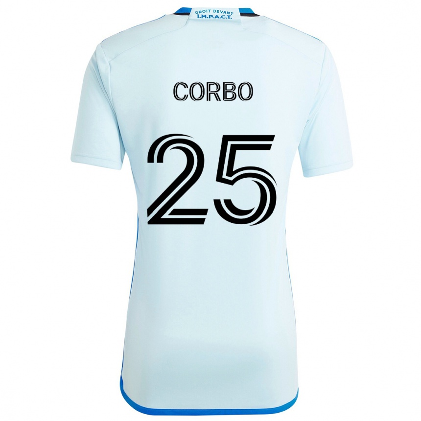 Kids Football Gabriele Corbo #25 Ice Blue Away Jersey 2024/25 T-Shirt Australia