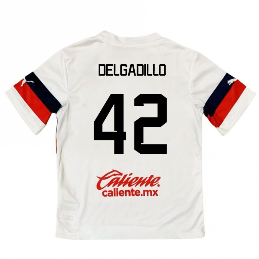 Kids Football Diego Delgadillo #42 White Red Away Jersey 2024/25 T-Shirt Australia