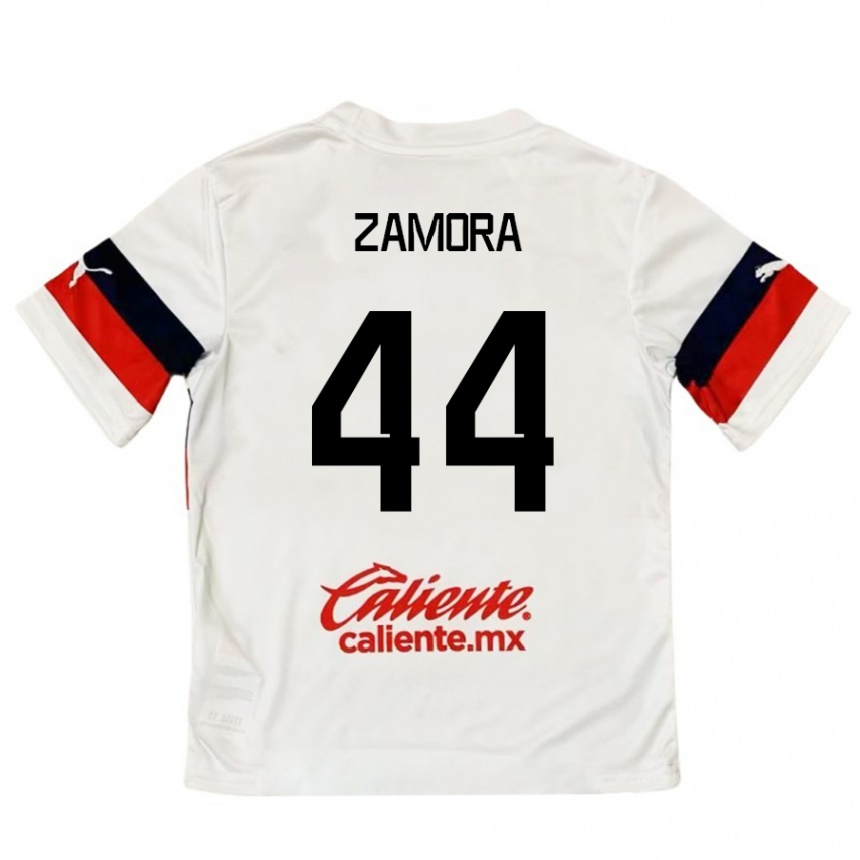 Kids Football Saúl Zamora #44 White Red Away Jersey 2024/25 T-Shirt Australia