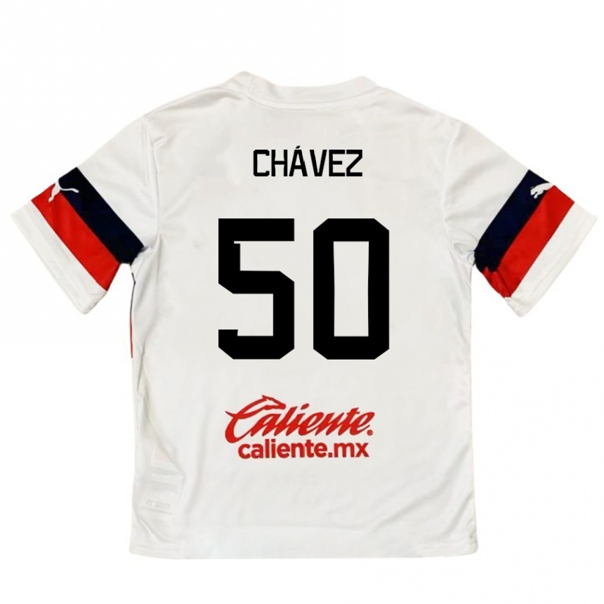 Kids Football Mateo Chávez #50 White Red Away Jersey 2024/25 T-Shirt Australia