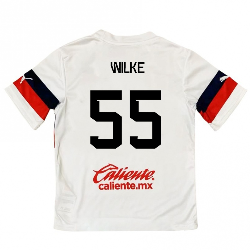 Kids Football Teun Wilke #55 White Red Away Jersey 2024/25 T-Shirt Australia