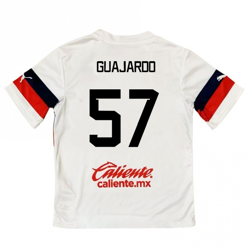 Kids Football Dylan Guajardo #57 White Red Away Jersey 2024/25 T-Shirt Australia