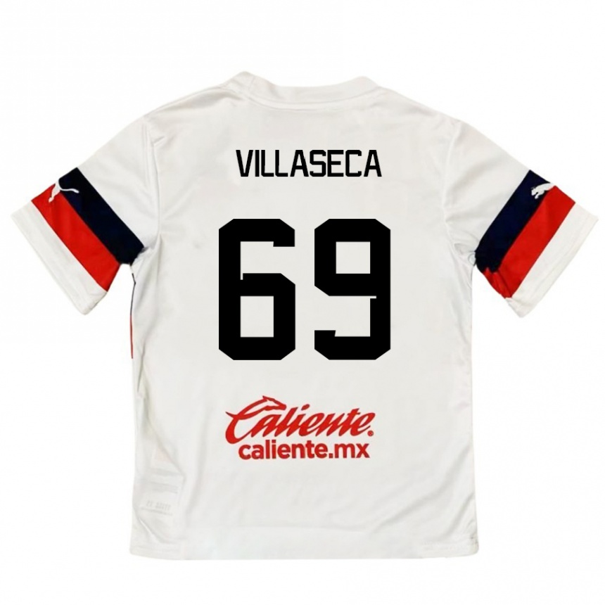 Kids Football Daniel Villaseca #69 White Red Away Jersey 2024/25 T-Shirt Australia