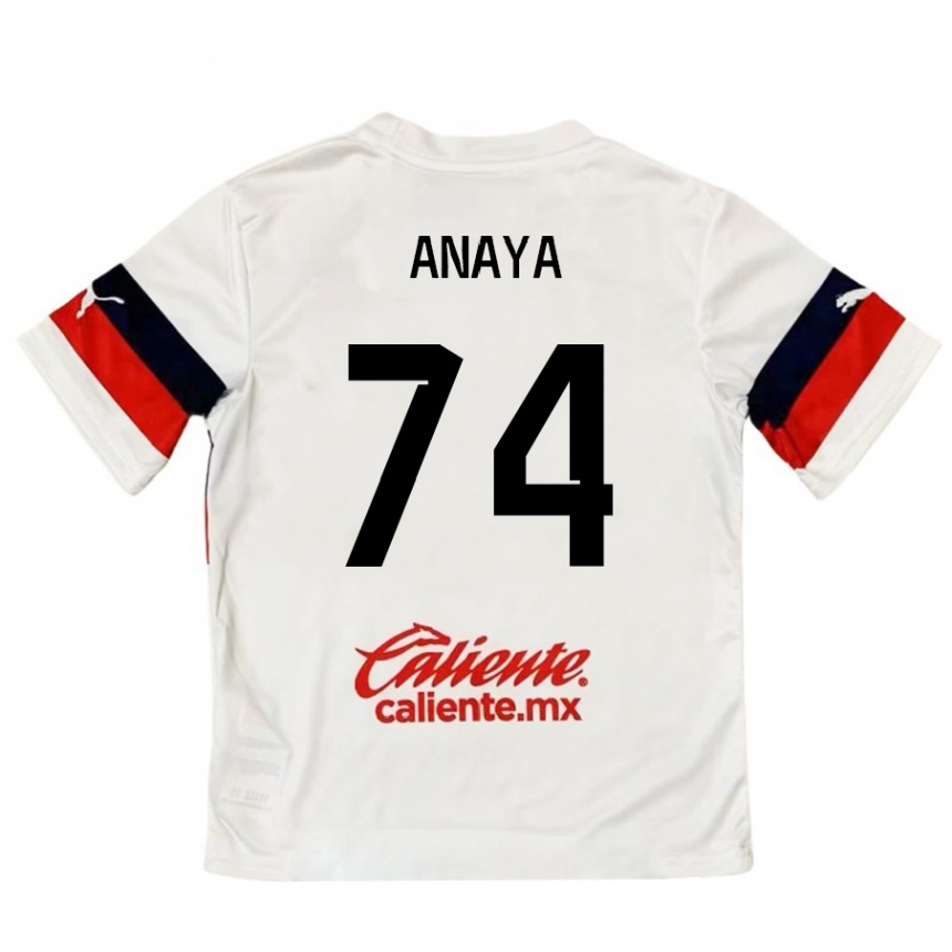 Kids Football Mario Anaya #74 White Red Away Jersey 2024/25 T-Shirt Australia