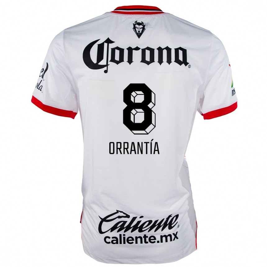 Kids Football Carlos Orrantía #8 White Red Away Jersey 2024/25 T-Shirt Australia