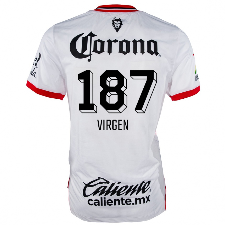 Kids Football Oswaldo Virgen #187 White Red Away Jersey 2024/25 T-Shirt Australia