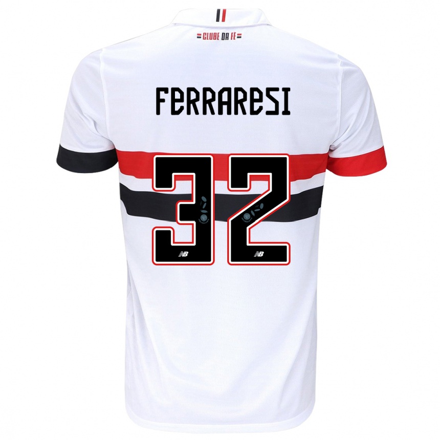 Men Football Nahuel Ferraresi #32 White Red Black Home Jersey 2024/25 T-Shirt Australia