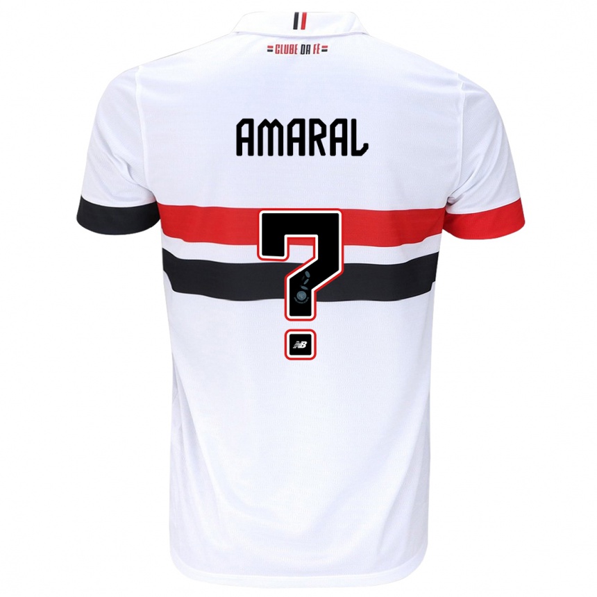 Men Football Mateus Amaral #0 White Red Black Home Jersey 2024/25 T-Shirt Australia