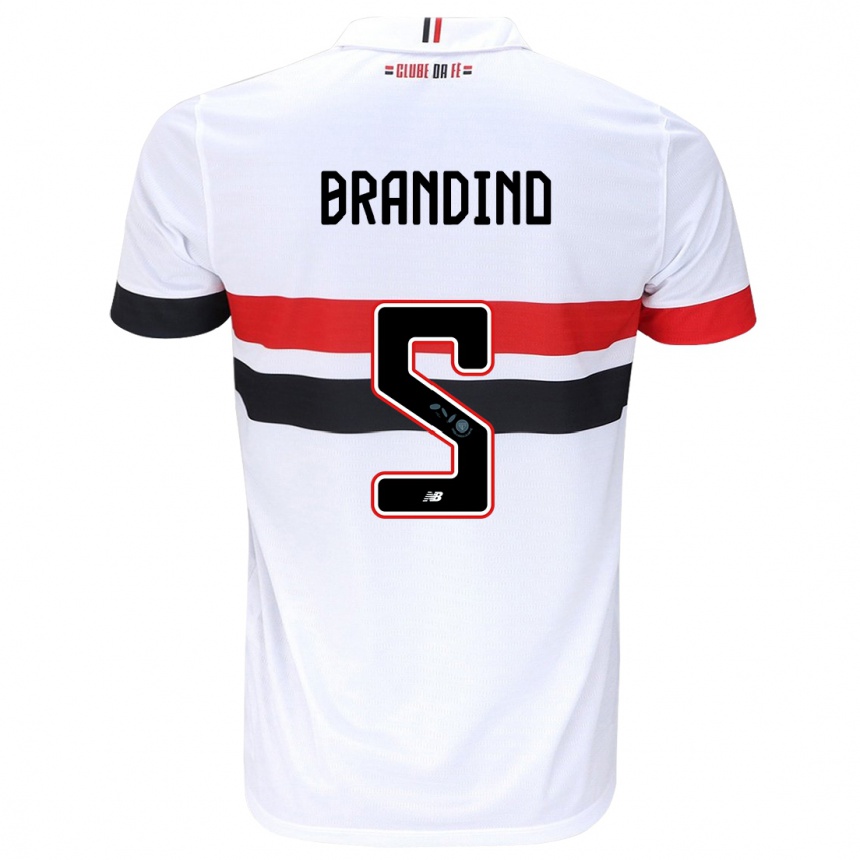 Men Football Kika Brandino #5 White Red Black Home Jersey 2024/25 T-Shirt Australia