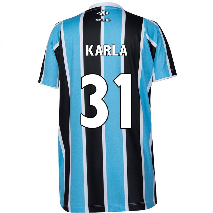 Men Football Emmily Karla #31 Blue Black White Home Jersey 2024/25 T-Shirt Australia