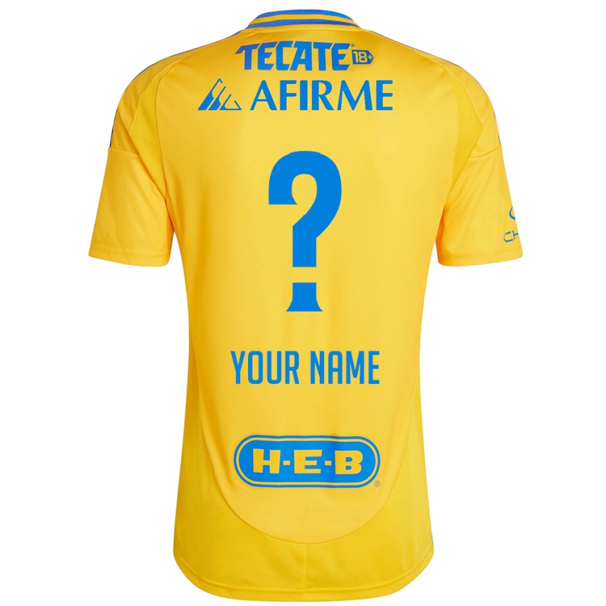 Men Football Your Name #0 Gold Yellow Home Jersey 2024/25 T-Shirt Australia