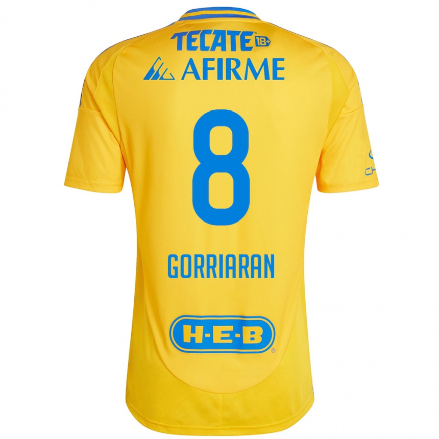 Men Football Fernando Gorriarán #8 Gold Yellow Home Jersey 2024/25 T-Shirt Australia