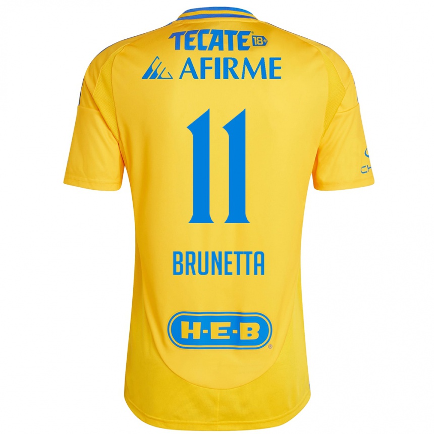 Men Football Juan Brunetta #11 Gold Yellow Home Jersey 2024/25 T-Shirt Australia