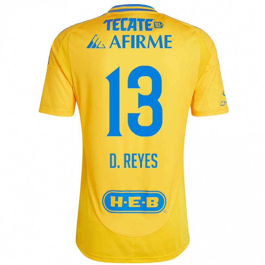 Men Football Diego Reyes #13 Gold Yellow Home Jersey 2024/25 T-Shirt Australia