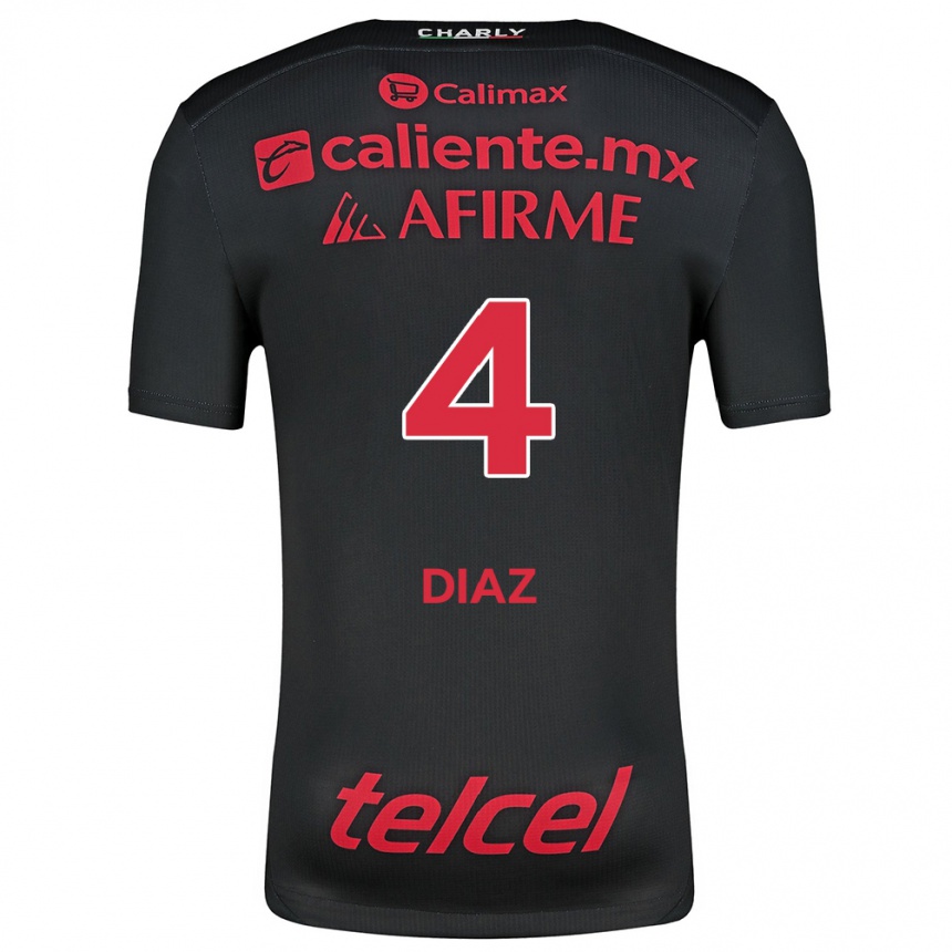 Men Football Nicolás Díaz #4 Black Red Home Jersey 2024/25 T-Shirt Australia