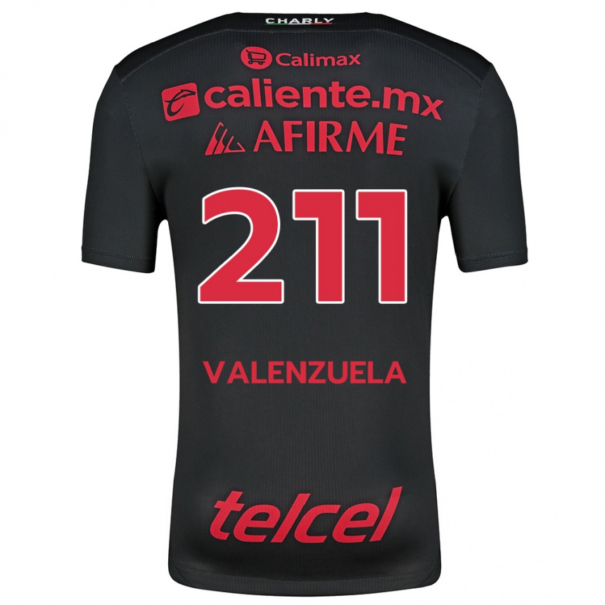 Men Football Aldieri Valenzuela #211 Black Red Home Jersey 2024/25 T-Shirt Australia