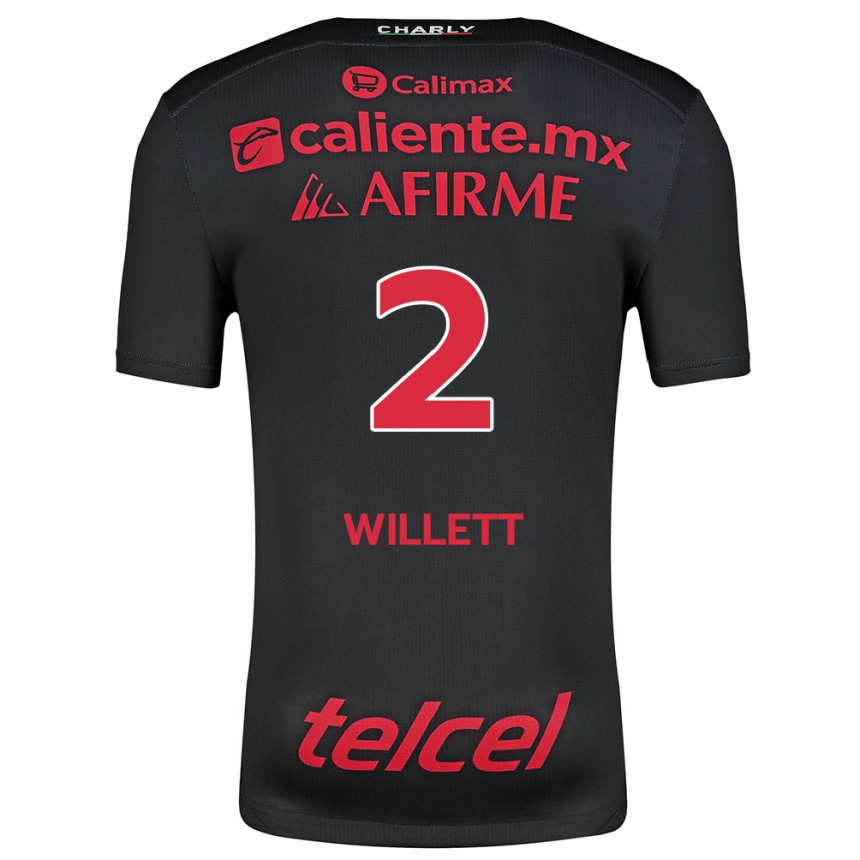 Men Football Adyson Willett #2 Black Red Home Jersey 2024/25 T-Shirt Australia