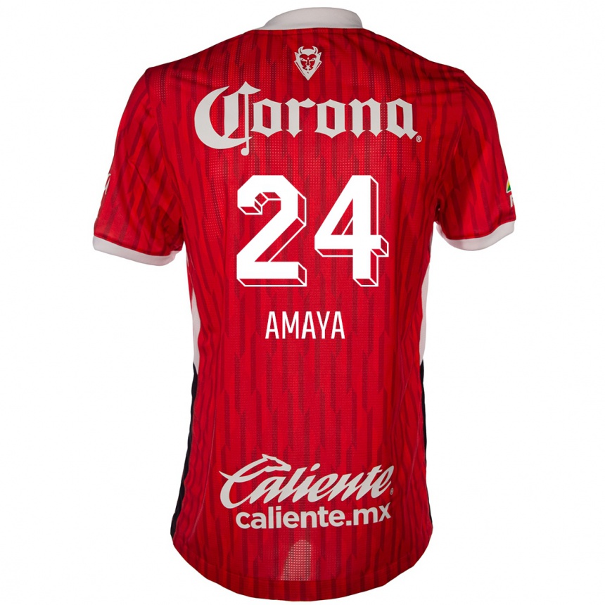 Men Football Frankie Amaya #24 Red White Home Jersey 2024/25 T-Shirt Australia