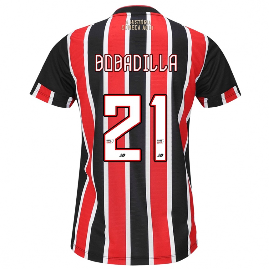 Men Football Damián Bobadilla #21 Black Red White Away Jersey 2024/25 T-Shirt Australia