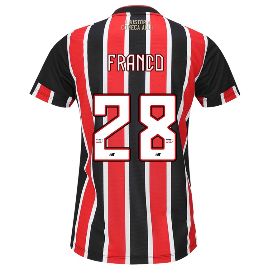 Men Football Alan Franco #28 Black Red White Away Jersey 2024/25 T-Shirt Australia