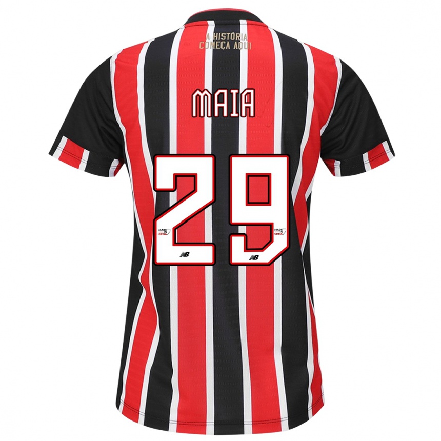 Men Football Pablo Maia #29 Black Red White Away Jersey 2024/25 T-Shirt Australia