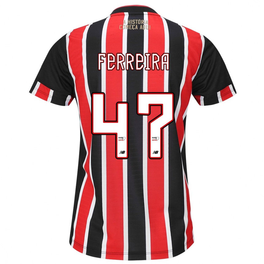 Men Football Ferreira #47 Black Red White Away Jersey 2024/25 T-Shirt Australia