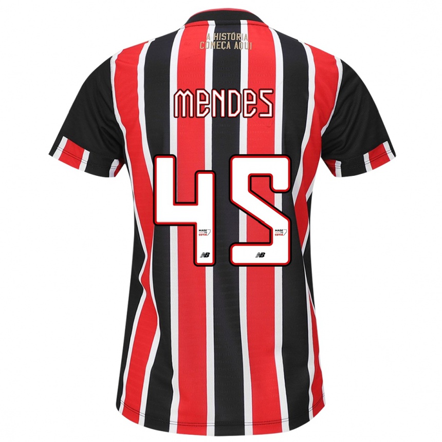 Men Football Nathan Mendes #45 Black Red White Away Jersey 2024/25 T-Shirt Australia