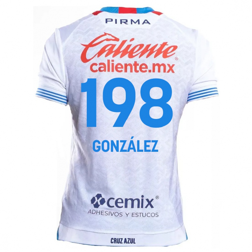 Men Football Kenneth González #198 White Blue Away Jersey 2024/25 T-Shirt Australia