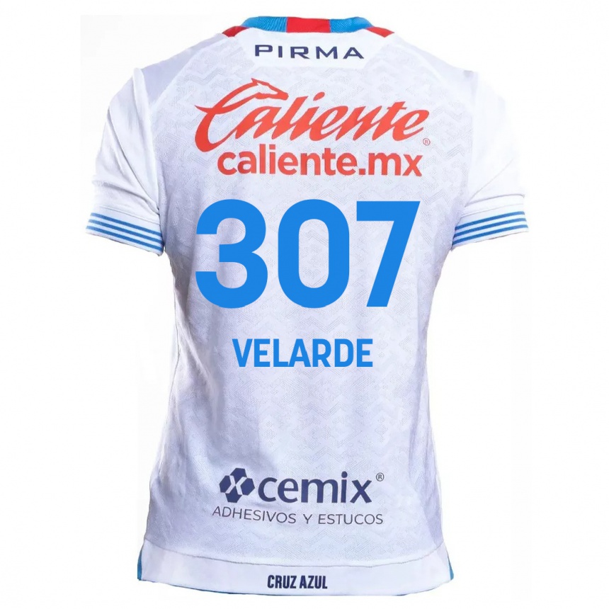 Men Football Juan Velarde #307 White Blue Away Jersey 2024/25 T-Shirt Australia