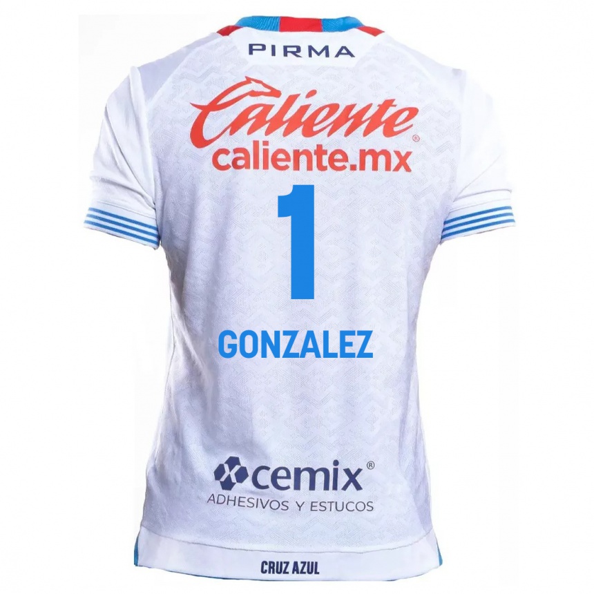 Men Football Itzayana Gonzalez #1 White Blue Away Jersey 2024/25 T-Shirt Australia