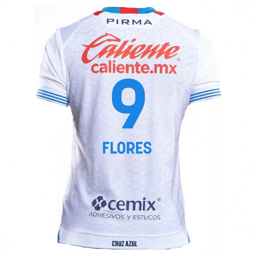 Men Football Daniela Flores #9 White Blue Away Jersey 2024/25 T-Shirt Australia