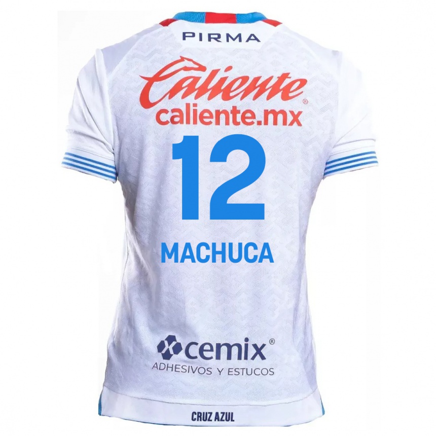 Men Football Gabriela Machuca #12 White Blue Away Jersey 2024/25 T-Shirt Australia