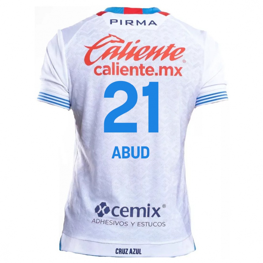 Men Football Karime Abud #21 White Blue Away Jersey 2024/25 T-Shirt Australia