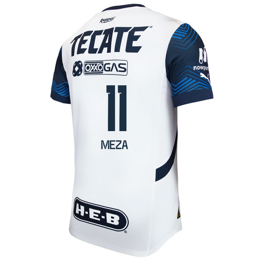 Men Football Maximiliano Meza #11 White Blue Away Jersey 2024/25 T-Shirt Australia