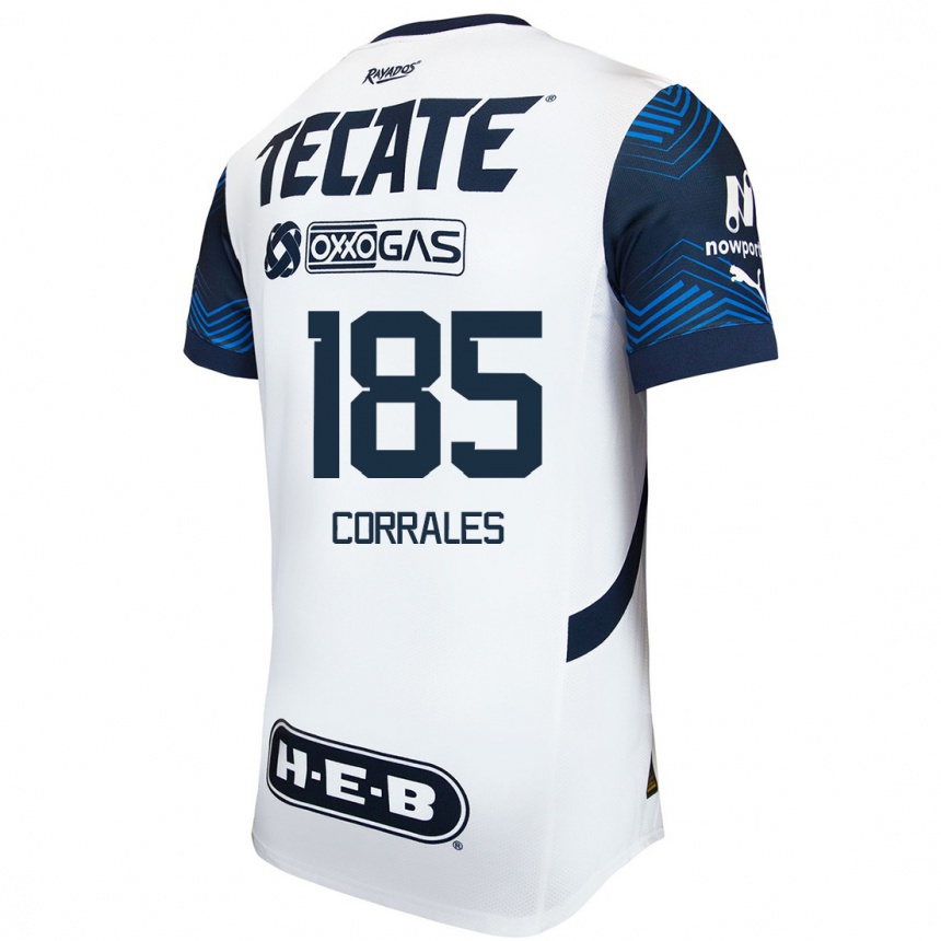 Men Football Ángel Corrales #185 White Blue Away Jersey 2024/25 T-Shirt Australia