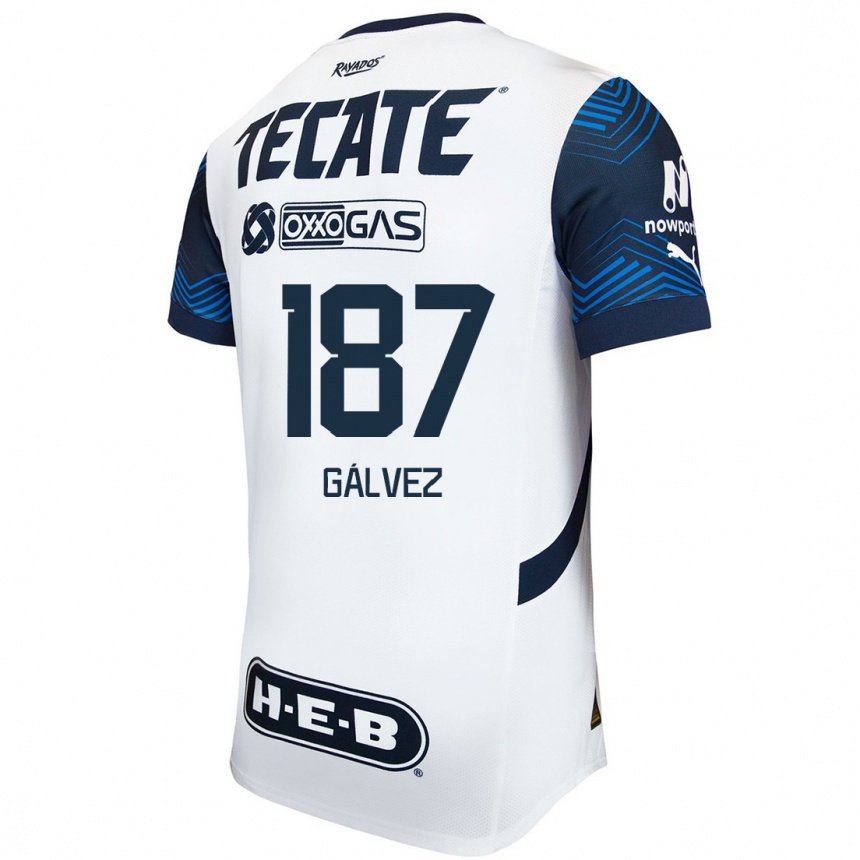 Men Football Omar Gálvez #187 White Blue Away Jersey 2024/25 T-Shirt Australia