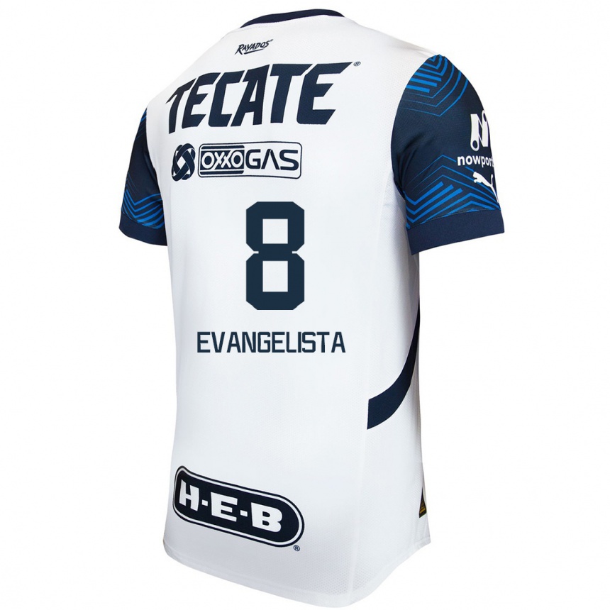 Men Football Diana Evangelista #8 White Blue Away Jersey 2024/25 T-Shirt Australia