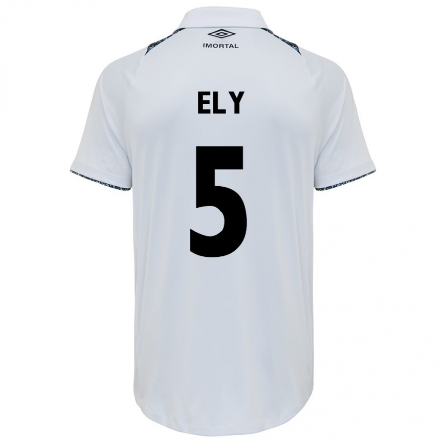 Men Football Rodrigo Ely #5 White Blue Away Jersey 2024/25 T-Shirt Australia