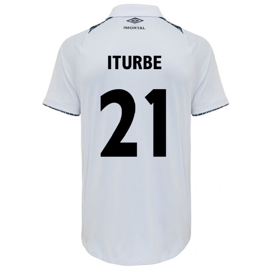 Men Football Juan Iturbe #21 White Blue Away Jersey 2024/25 T-Shirt Australia