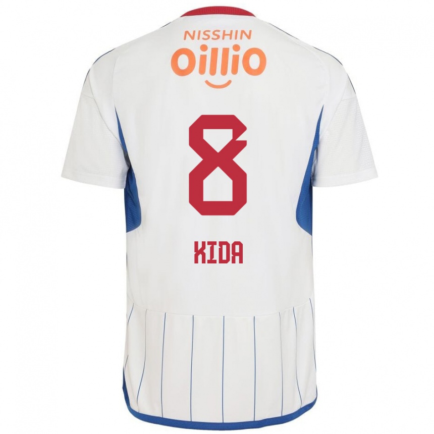 Men Football Takuya Kida #8 White Blue Red Away Jersey 2024/25 T-Shirt Australia