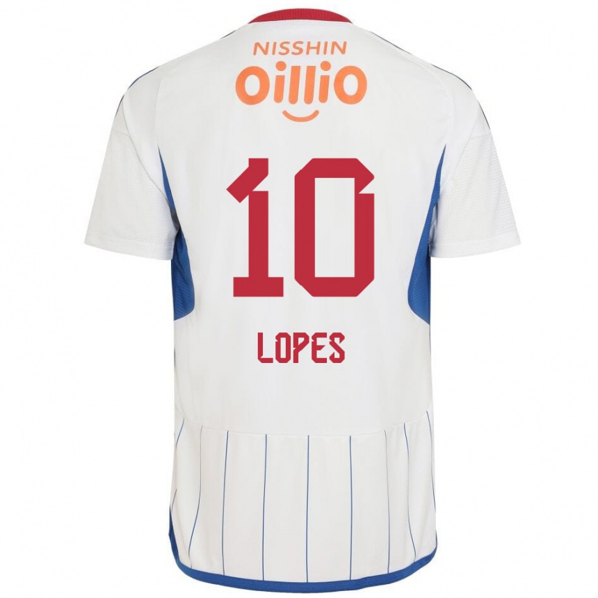 Men Football Anderson Lopes #10 White Blue Red Away Jersey 2024/25 T-Shirt Australia